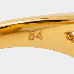 Pre Owned Aigner Gold Tone Crystal Embellished Cocktail Ring Size EU 54