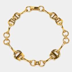 مملوكة مسبقًا Aigner Gold Tone Crystal Logo Station Bracelet
