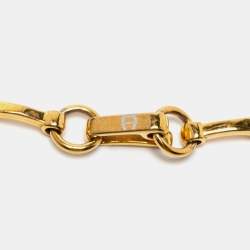 مملوكة مسبقًا Aigner Gold Tone Crystal Logo Station Bracelet