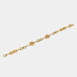 مملوكة مسبقًا Aigner Gold Tone Crystal Logo Station Bracelet
