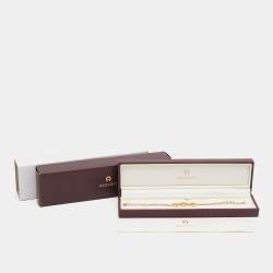 Pre Owned Aigner Gold Tone  Crystal Logo Chain Bracelet