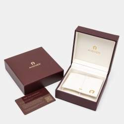 Pre Owned Aigner Gold Tone Crystal Embellished Band Ring Size EU 54