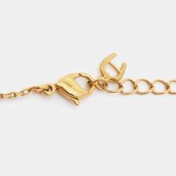 Pre Owned Aigner Crystal Gold Tone Pendant Necklace