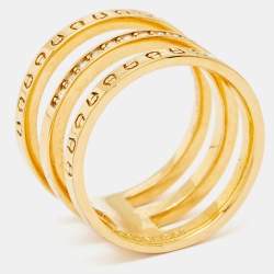 Aigner Gold Tone Crystal Embellished 3 Layer Band Ring Size 58
