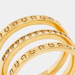 Aigner Gold Tone Crystal Embellished 3 Layer Band Ring Size 58