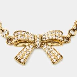 Pre Owned Aigner Bow Crystals Gold Tone Bracelet