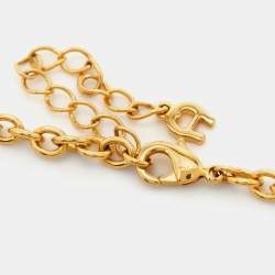 Pre Owned Aigner Crystal Faux Pearl Gold Tone Necklace