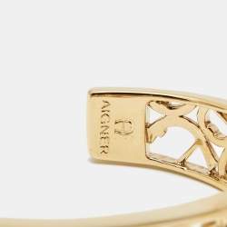 Pre Owned Aigner Faux Pearl Crystal Gold Tone Open Cuff Bracelet