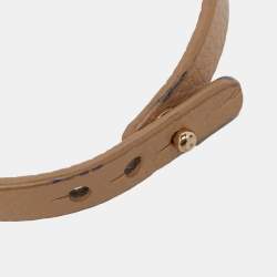 Pre Owned Aigner Logo Black Leather Gold Tone Bracelet M