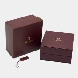 Pre Owned Aigner Bedazzled Gold Plated Crystal Logo Bracelet