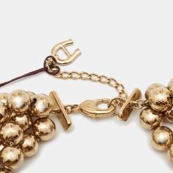 Pre Owned Aigner Bedazzled Crystal Gold Tone Multistrand Necklace