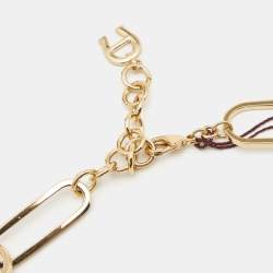 Pre Owned Aigner Bella Faux Pearl and Beads Gold Plated Chunky Necklace