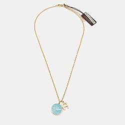 مملوكة مسبقًا Aigner Enamel Crystals Gold Tone Necklace