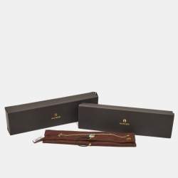 Pre Owned Aigner Enamel Crystal Gold Tone Crystal Bracelet