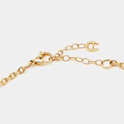 Pre Owned Aigner Crystal Enamel Gold Tone Pendant Necklace