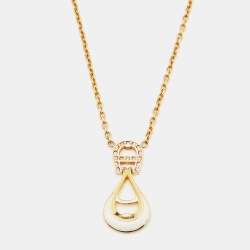 Pre Owned Aigner Crystal Enamel Gold Tone Pendant Necklace