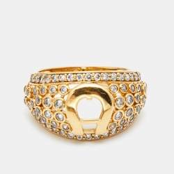 Pre Owned Aigner Crystals Gold Tone Ring Size 56