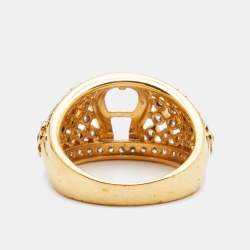 Pre Owned Aigner Crystals Gold Tone Ring Size 56