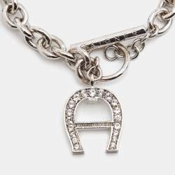 Pre Owned Aigner Crystals SIlver Tone Charm Bracelet