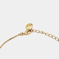 Aigner Crystal Embellished Logo Gold Tone Pendant Necklace 