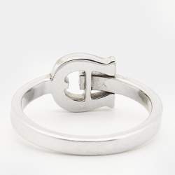 Pre Owned Aigner Crystals Silver Tone Ring Size 53