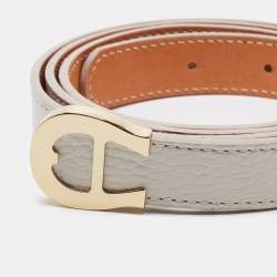 Aigner Off White Leather Logo Slim Belt 100CM