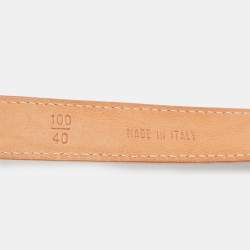 Aigner Off White Leather Logo Slim Belt 100CM