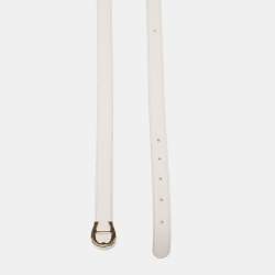 Aigner Off White Leather Logo Slim Belt 100CM