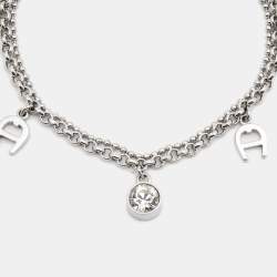 Pre Owned Aigner Crystals Silver Tone Bracelet
