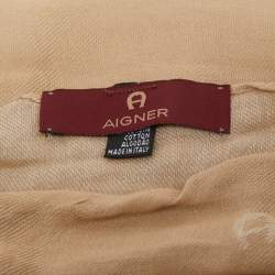 Aigner Beige Logo Pattern Cotton Blend Shawl