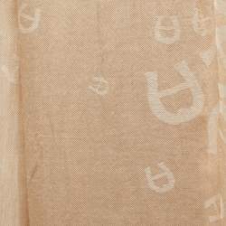 Aigner Beige Logo Pattern Cotton Blend Shawl