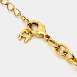 Pre Owned Aigner Crystal Gold Tone Necklace