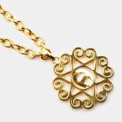 Pre Owned Aigner Crystal Gold Tone Necklace