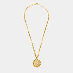 Pre Owned Aigner Crystal Gold Tone Necklace