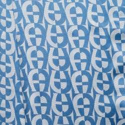 Pre Owned Aigner Blue Logo Monogram Printed Silk Scarf