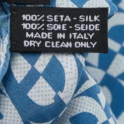 Pre Owned Aigner Blue Logo Monogram Printed Silk Scarf