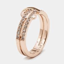 Aigner Crystal Rose Gold Tone Ring Size 54 Aigner TLC