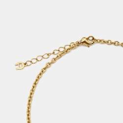 Pre Owned Aigner Crystal Faux Pearl Gold Tone Necklace