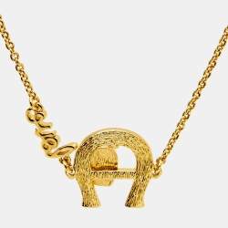 Pre Owned Aigner Love Mother of Pearl Crystals Gold Tone Bracelet