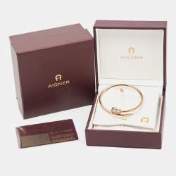 Aigner Crystal Gold Tone Bangle Bracelet