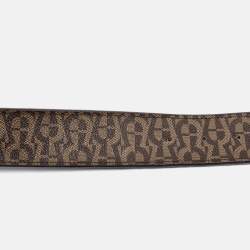 Aigner Dark Brown Monogram Coated Canvas and Leather Logo Belt