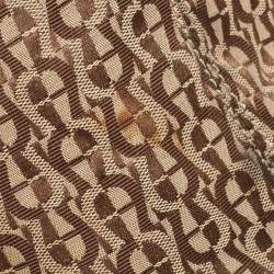 Aigner Brown/Beige Signature Canvas and Leather Snap Tote