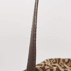 Aigner Brown/Beige Signature Canvas and Leather Snap Tote