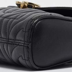 Aigner Black Logo Embossed Leather Pria Chain Shoulder Bag