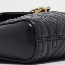 Aigner Black Logo Embossed Leather Pria Chain Shoulder Bag