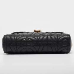 Aigner Black Logo Embossed Leather Pria Chain Shoulder Bag