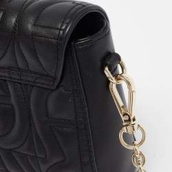 Aigner Black Logo Embossed Leather Pria Chain Shoulder Bag