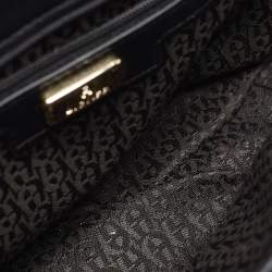 Aigner Black Logo Embossed Leather Pria Chain Shoulder Bag