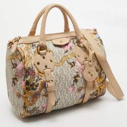 Aigner Beige/Multicolor Signature Floral Print PVC Satchel
