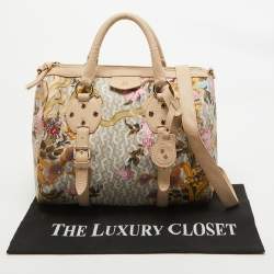 Aigner Beige/Multicolor Signature Floral Print PVC Satchel